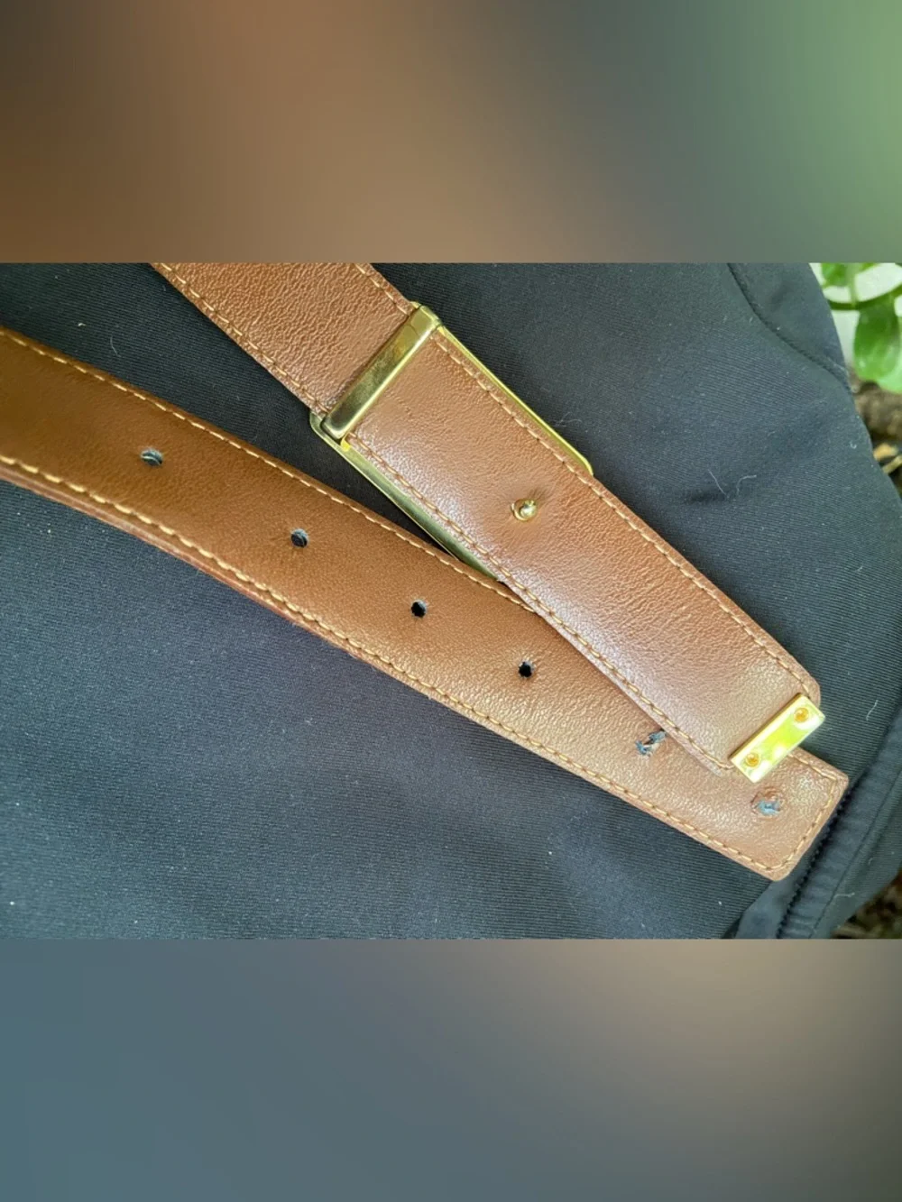 Burberry Vintage Beige Tan Check Canvas Belt with Gold Buckle. Unisex - Picture 4 of 9